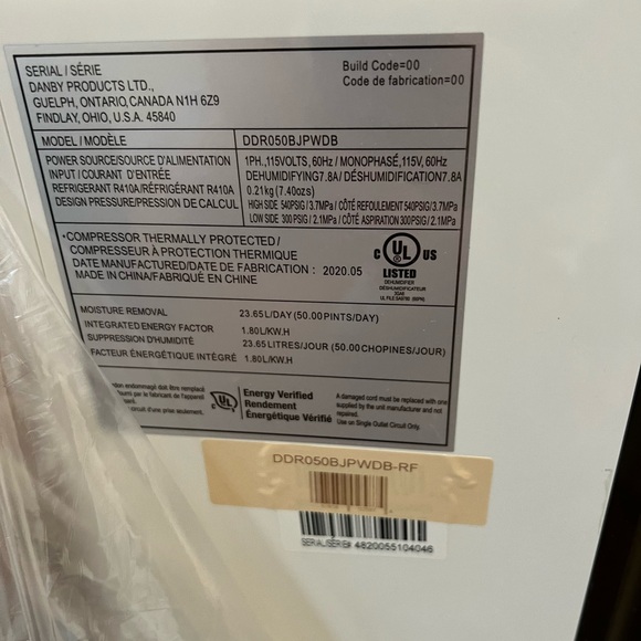 Danby DDR050BJP2WDB 50 Pint Dehumidifier with Pump in White Electronic - Picture 2 of 4